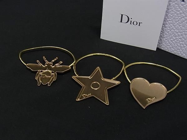 ■極美品■ ChristianDior クリスチャンディオール ハート スター ハチ ヘアゴム ヘアアクセサリー 3点セット ゴールド系 DJ3199
