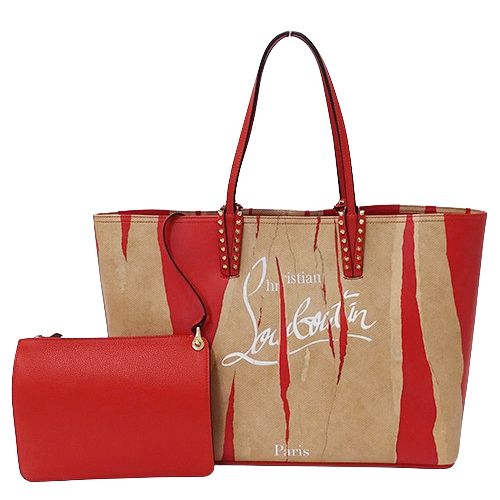 Christian Louboutin ラフィア レザー かごバッグ トートバッグ ハンドバッグ ベージュ (197549 main image 1