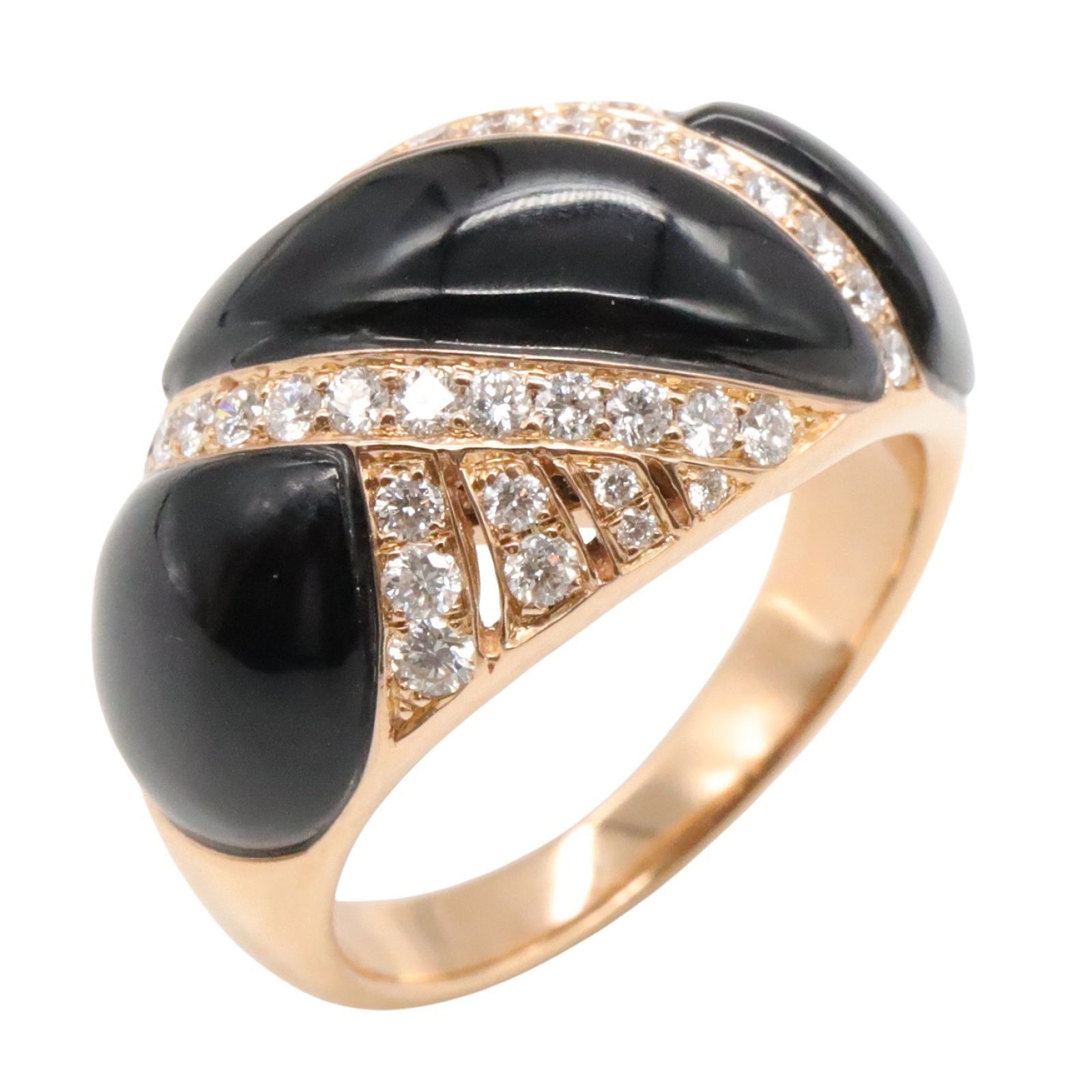 ジュエリー JEWELRY リング 指輪 オニキス リング ｵﾆｷｽ 8.1g 13 K18PG ピンクゴールド ダイヤモンド リング レディース Used A
