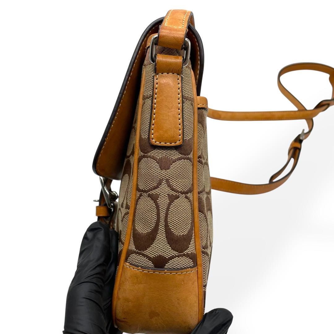 良品 COACH コーチ ショルダーバッグ キャンバス レザー