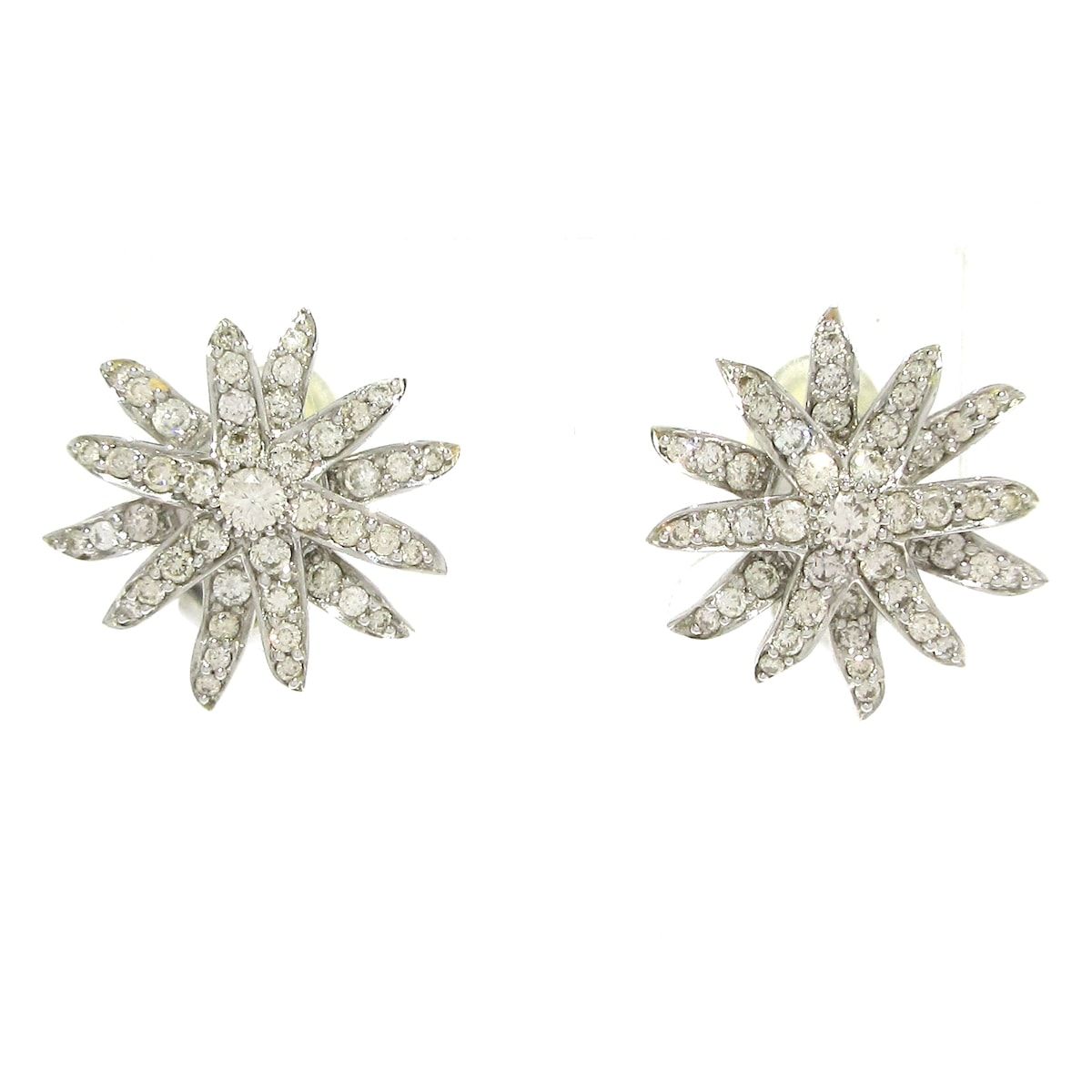 Unbranded ノーブランド ピアス K18WG×ダイヤモンド フラワー|ダイヤ1.51ct|総重量7.9g