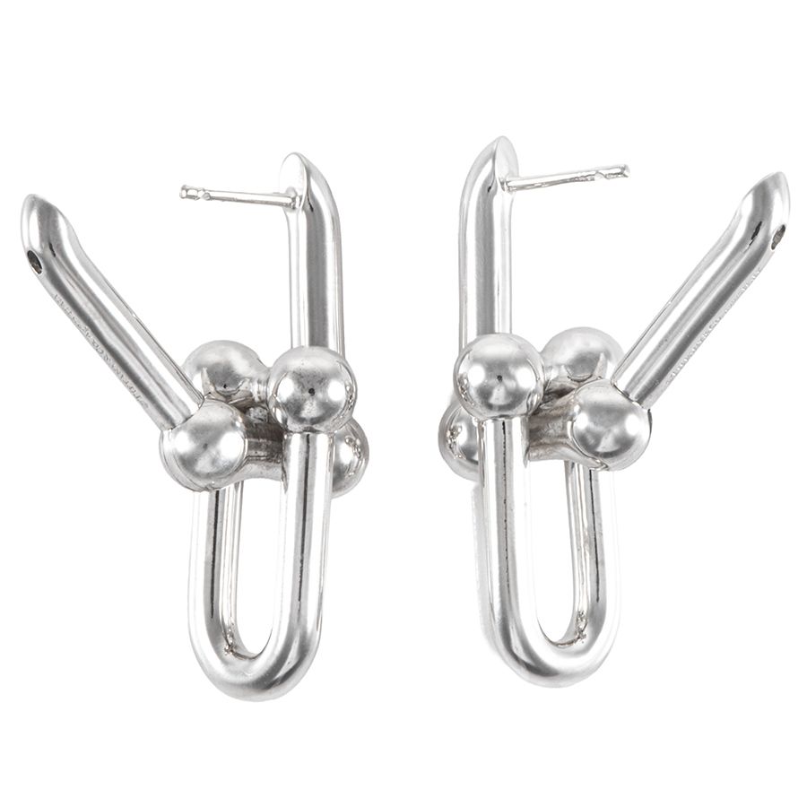 中古品　TIFFANY ハードウエア リンクピアス　ラージ　シルバー TIFFANY & Co. ハードウェア エクストラ ラージリンク