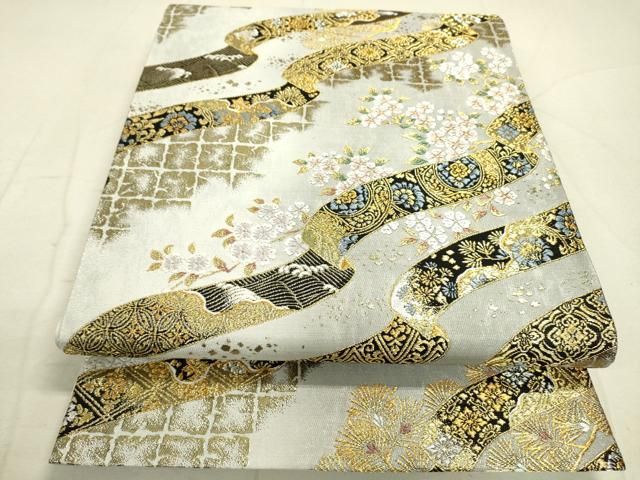 平和屋着物▽西陣 京洛苑たはら謹製 六通柄袋帯 琳派四季文 金