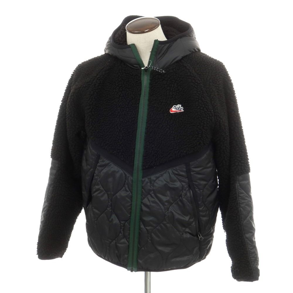 【中古】ナイキ NIKE ポリエステル ジップアップ キルティング フリースジャケット ブラック【サイズXXL】【メンズ】