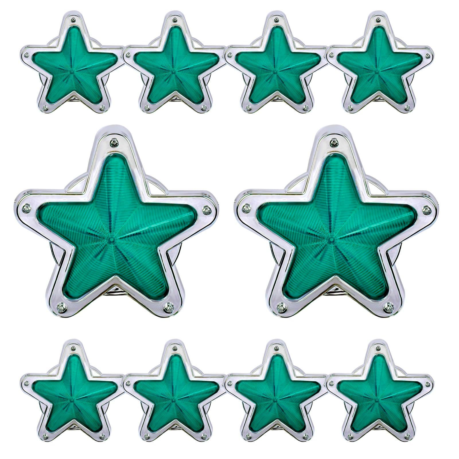 Color:グリーン 10個 Meliore LED サイドマーカー 星型 12V 24V