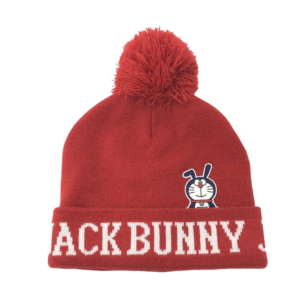 JACK BUNNY ジャックバニー ×ドラえもん ニット帽 ボンボン付き  レッド系 FR [240101278759] ゴルフウェア ストスト