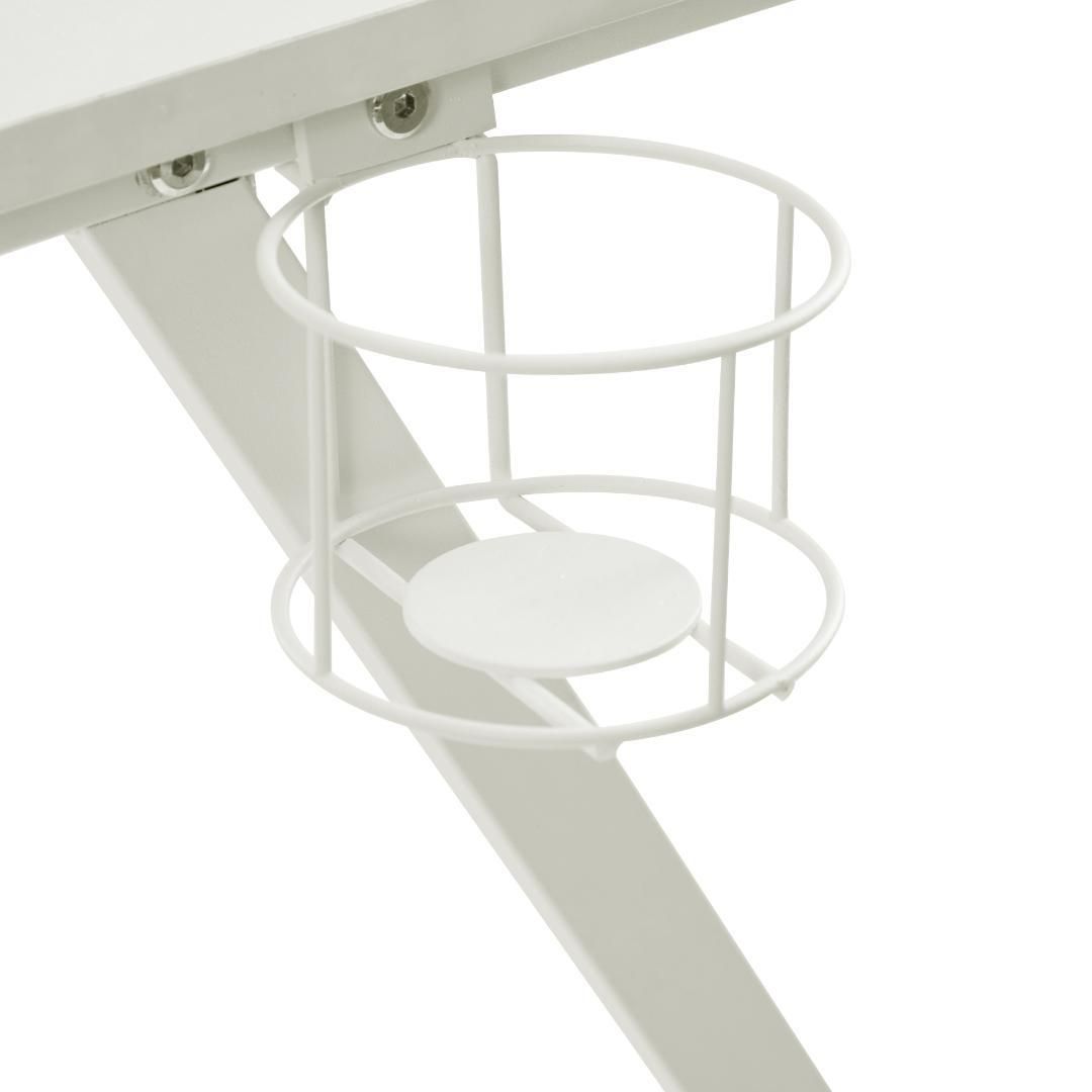 【ホワイト】パソコンデスクPCデスクシンプルドリンクホルダーつき書斎机 事務机塾 ホワイト】パソコンデスクPCデスクシンプルドリンクホルダーつき書斎机