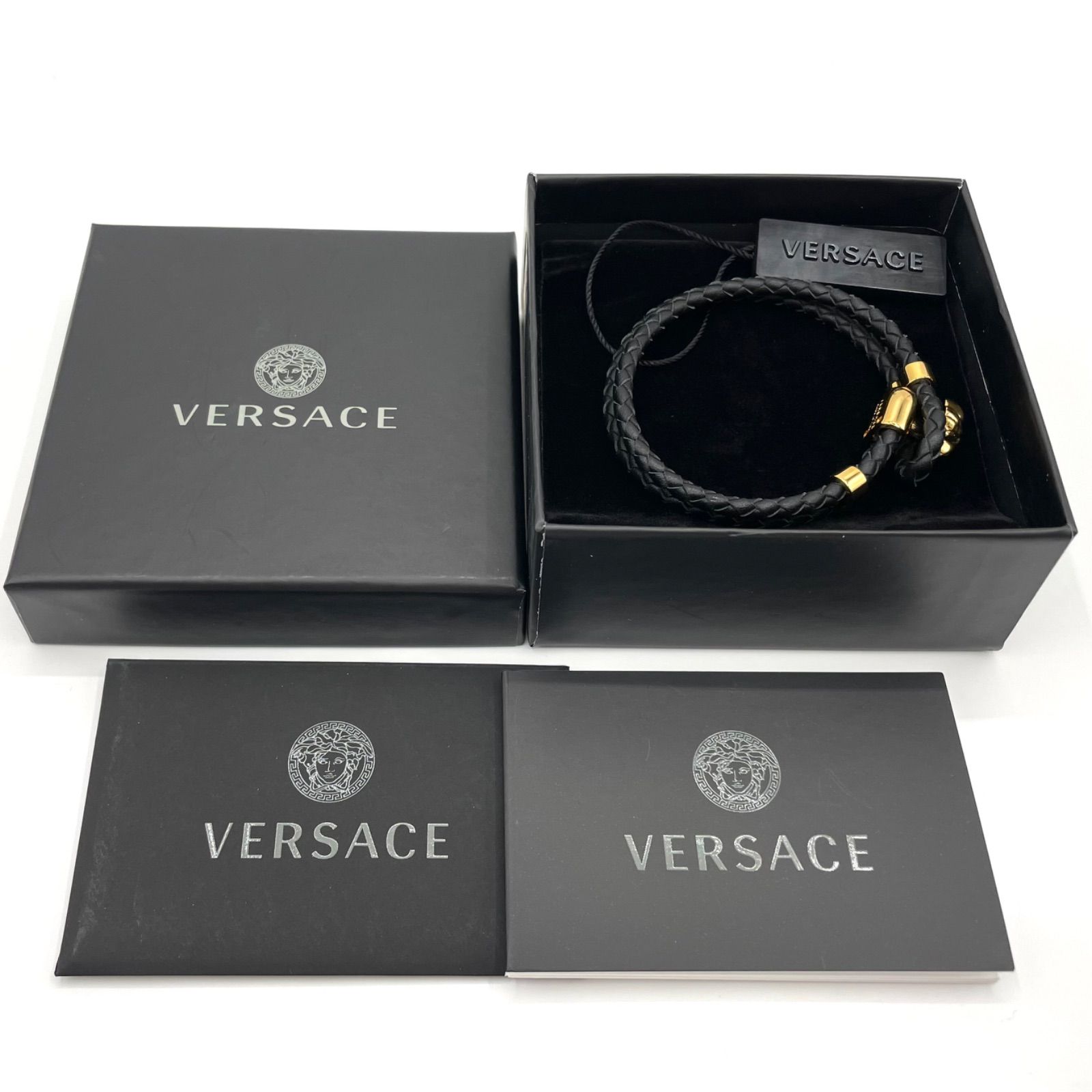 VERSACE ヴェルサーチ メドゥーサ レザー ブレスレット ブラック