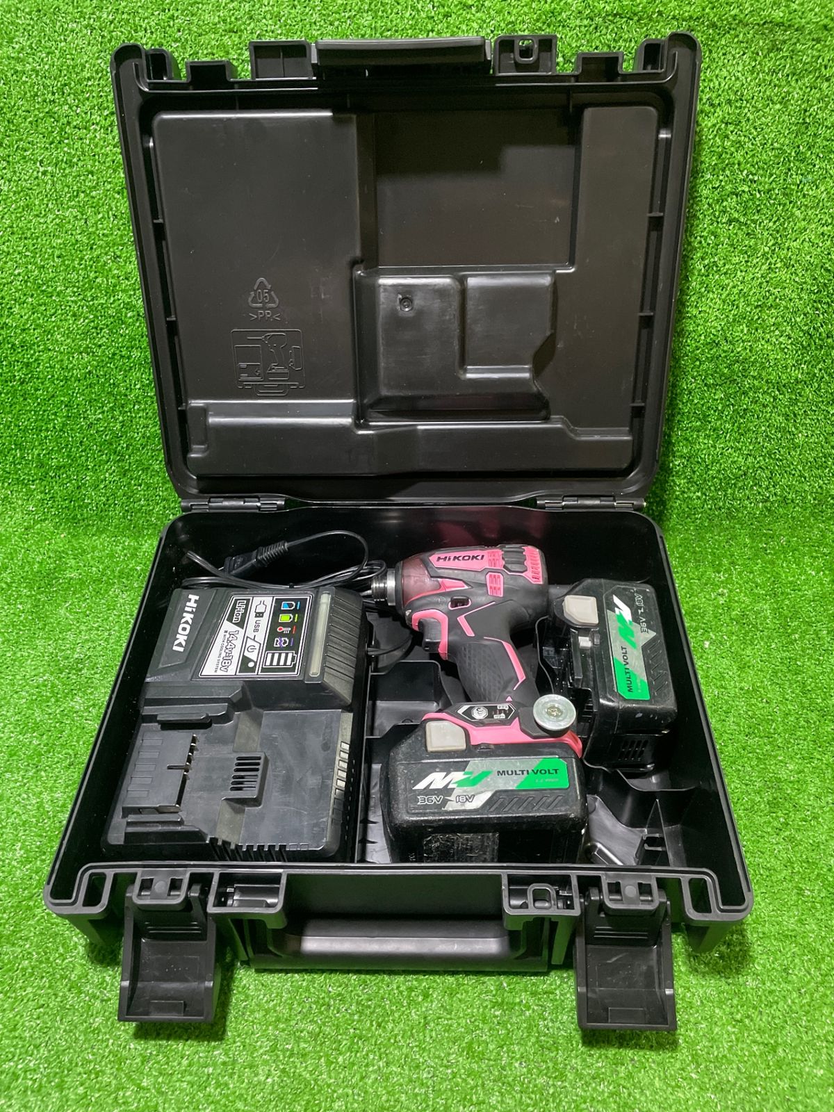 ハイコーキ WH36DA インパクトドライバー 純正バッテリ BSL36A18 ×2 充電器 ケース有 ハウジング仕様 現状品 オ344