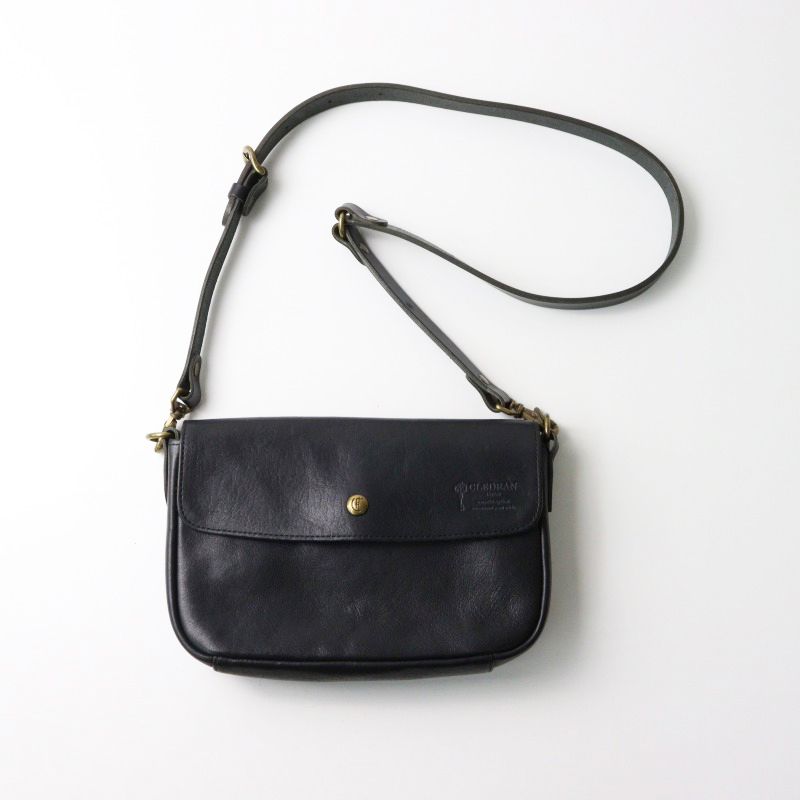 美品 CLEDRAN レザー フラップ ショルダーバッグ 美品 クレドラン CLEDRAN レザーショルダーバッグ /ブラック 斜