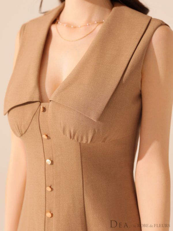 グレー DE3395-GY-2508 Lサイズあり DEA. ディア ビッグ ノースリーブ プリーツ フ ミニドレス キャバドレス MAAHADDERANG_COM