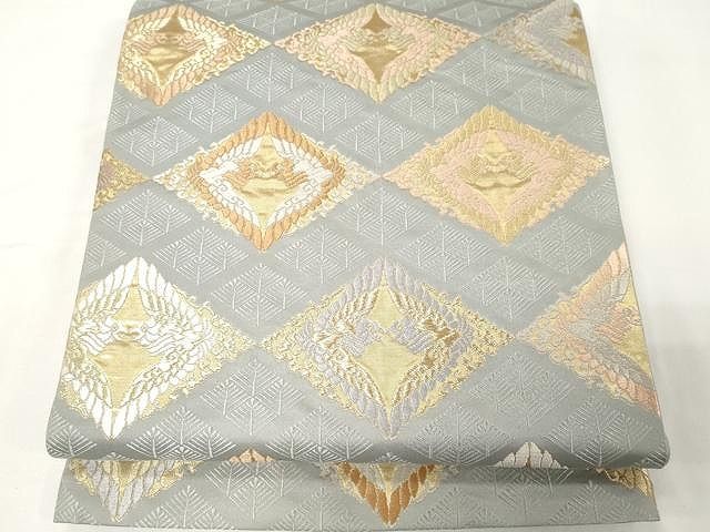 平和屋着物○六通柄袋帯 唐織 菱鳳凰文 金糸 正絹 逸品 CAAX9351yk