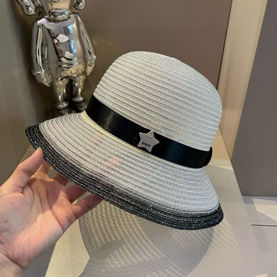 ミュウミュウ　ドリルハット　ベージュ　Lサイズ ミュウミュウ Miu Miu MIUMIU ハット 5HC334 2F9N ラフィア