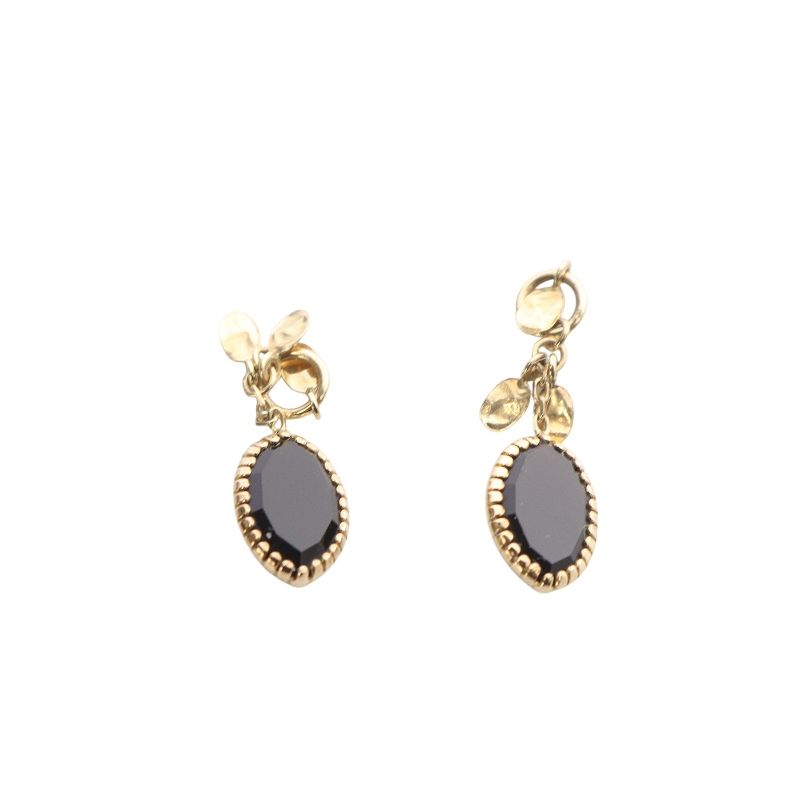 アガット クォーツ ピアスチャーム K10 黒 ブラック ゴールド - メルカリ