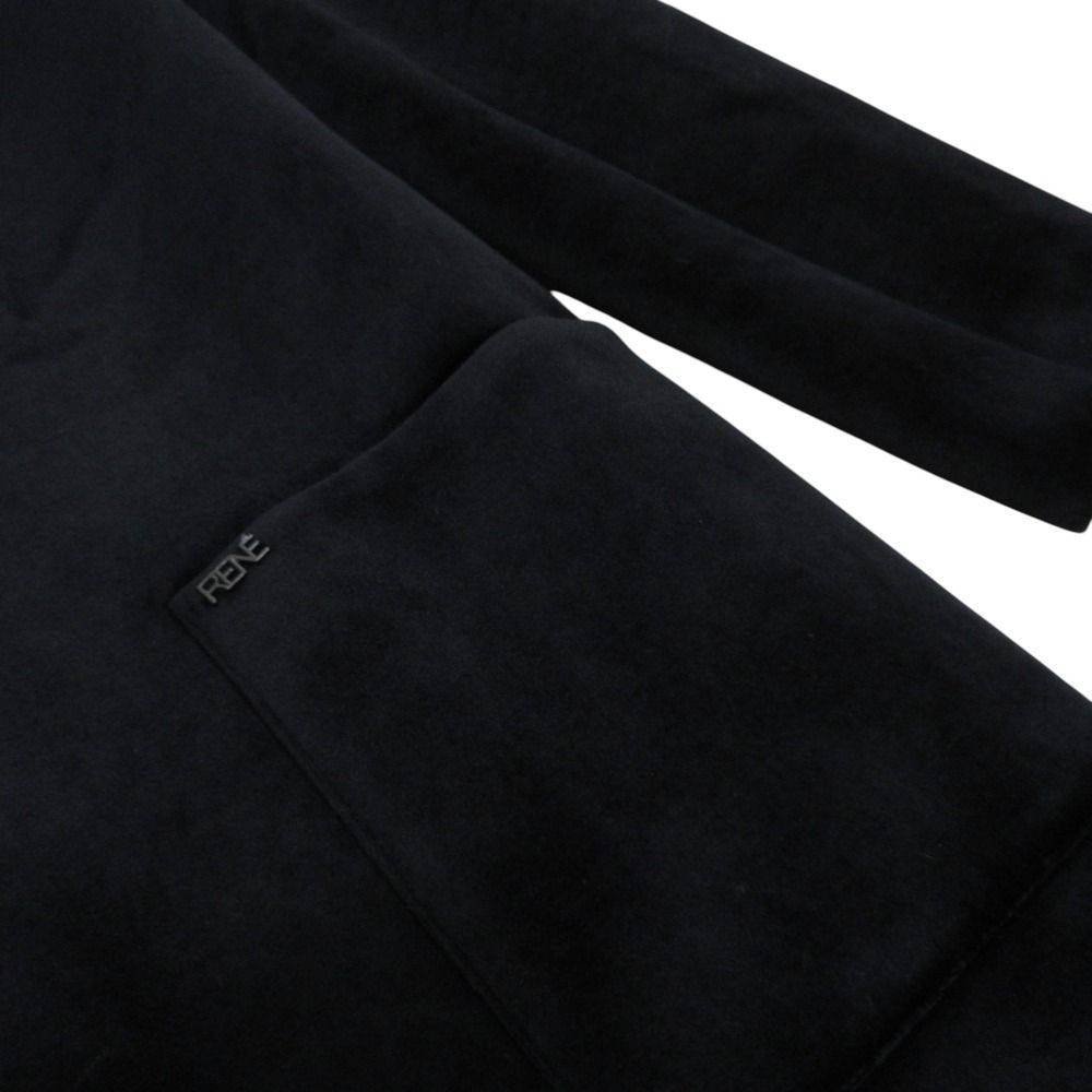 Rene ルネ カメリア ジップアップ ベロア ノー ロングコート サイズ38 ブラック レディース 古着 SIROKUMA-CORPORATION_COM