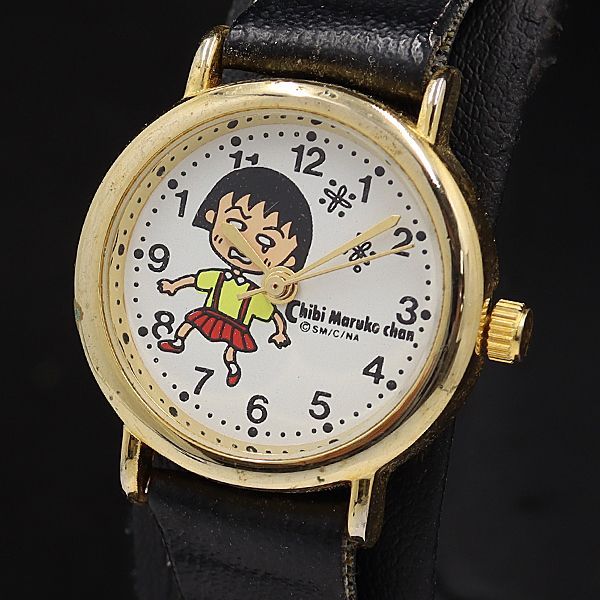 ちびまる子ちゃん時計 ちびまる子ちゃん QZ CW-3803 キャラクター文字盤 レディース腕時計