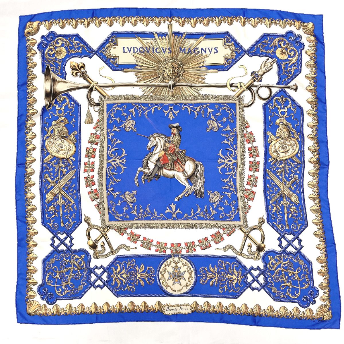 エルメス スカーフ カレ 90 Lvdovicvs Magnvs ブルー - メルカリ