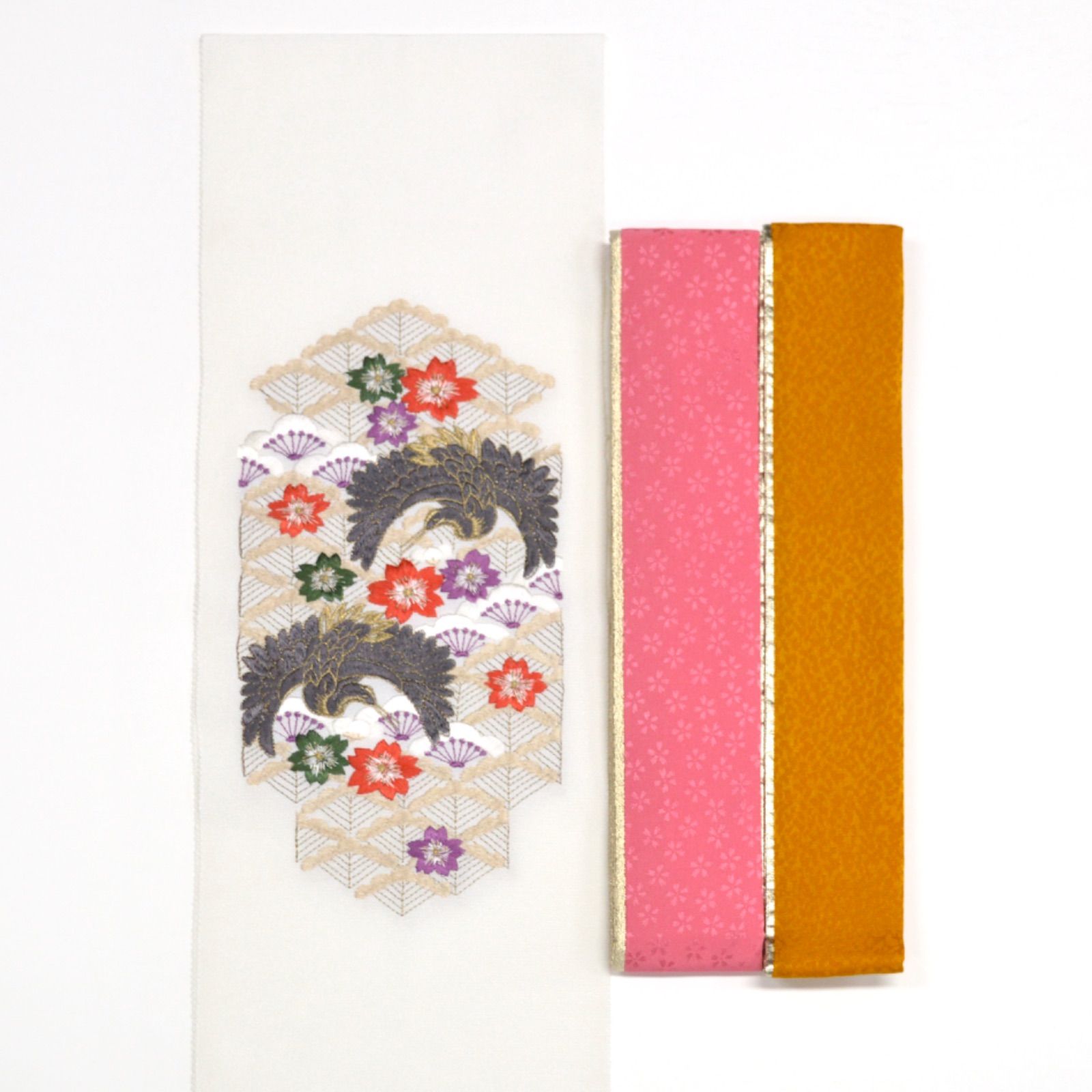 美品》正絹 振袖フルセット S〜Mサイズ 成人式 金駒刺繍 赤地 鶴 個性