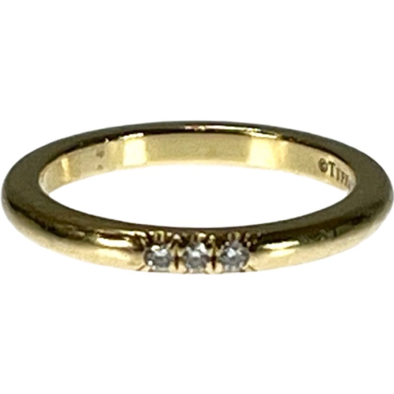 ティファニー750YG 3P天然ダイヤ フォーエバーウェディングバンドリング