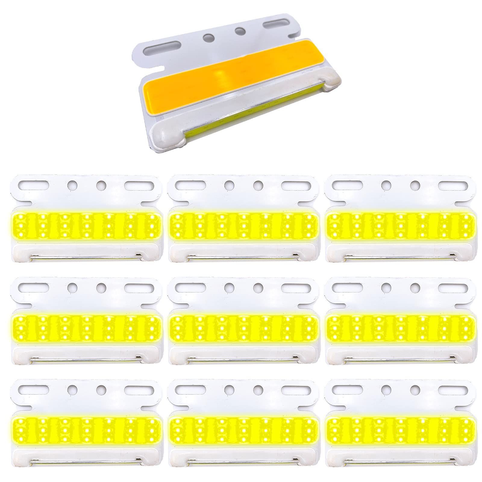 新品 Meliore 極薄 サイドマーカー LED 24V COB ダウン アンダー ライト ランプ 路肩灯 タイヤ灯 ステー 付 トラックマーカー 角マーカー 防水 防塵 トラック 薄型 10個 (オレンジ/イエロー)