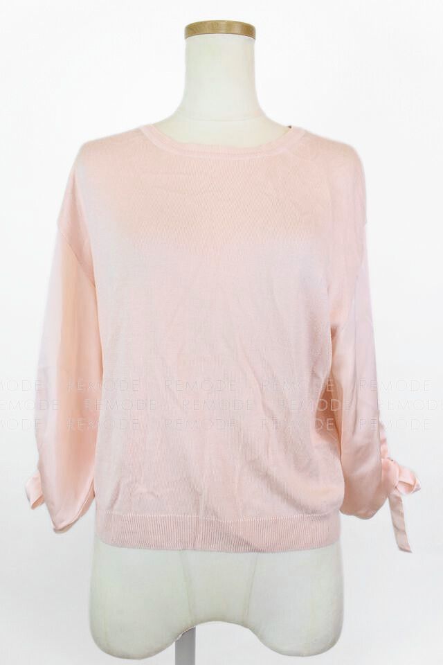 FOXEY｜シフォンリボンスリーブニットプルオーバー