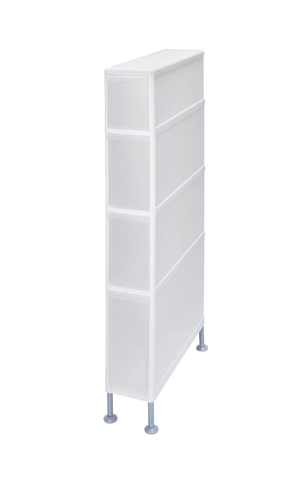 【新着商品】like-it ) ランドリー収納 すき間 引出し ( スーパースリム 4段 (アジャスター付) 約幅15.5×奥46.5×高107.5cm ホワイト 日本製 ライクイット FTS-121A 洗濯機 横 スペース 隙間