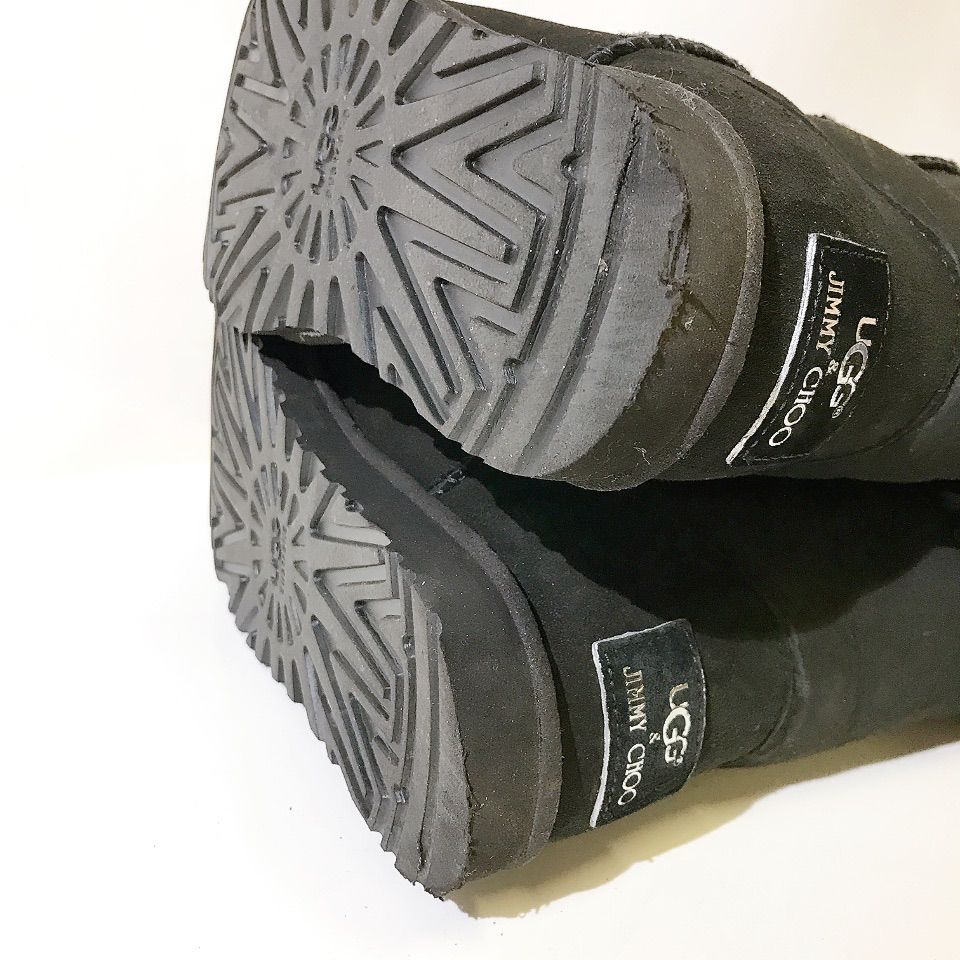UGG & JIMMY CHOO ムートンブーツ ブラック 黒 フリンジ スター