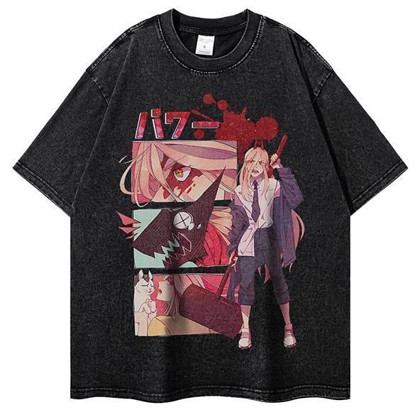 パワー チェンソーマン Chainsaw Man Tシャツ 半袖 ヴィンテージ加工 S  
