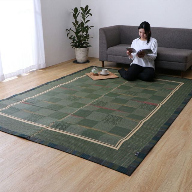イケヒコ　日本製い草カーペット　グリーン イケヒコ 国産い草ラグ カーペット DXほづみ グリーン 約191×250cm