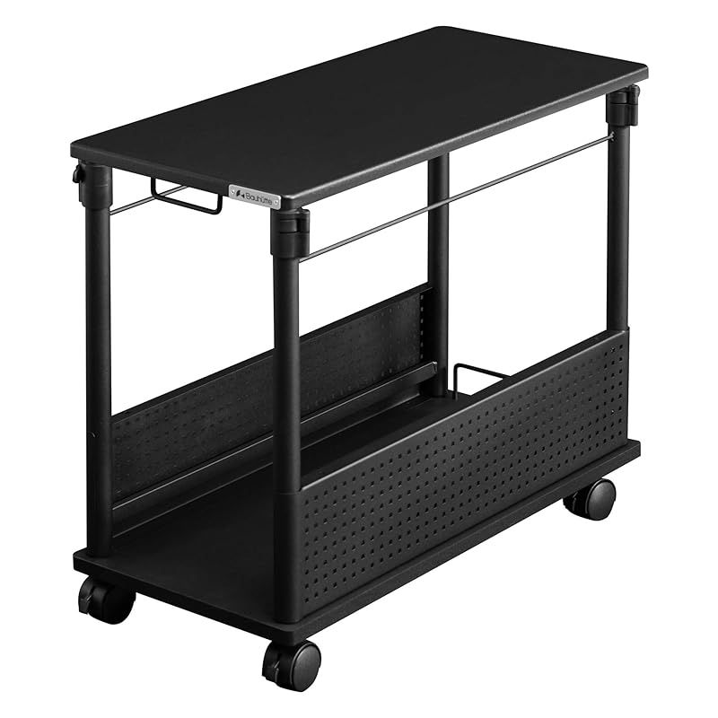 Bauhutte バウヒュッテ 昇降式 L字デスク スタンダード パソコンラック pcラック 幅 32 × 奥行 67 高さ 57~78 cm ブラック BHD-670H-BK 0
