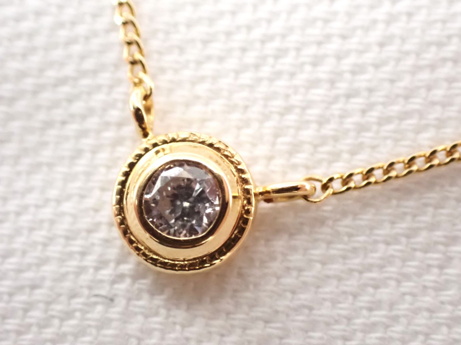 美品 4°C プチダイヤネックレス 18金 K18YG 重量1.7g ヨンドシー