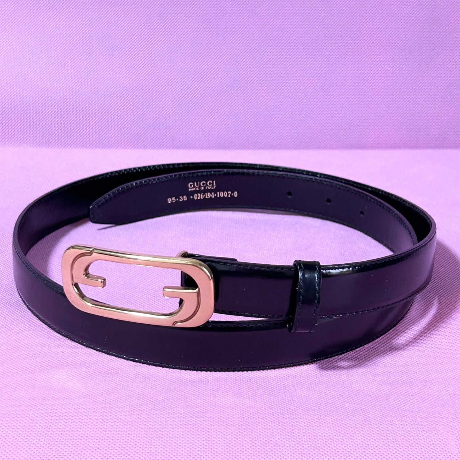 GUCCI グッチ ベルト ゴールド金具 インターロッキング G ブラック