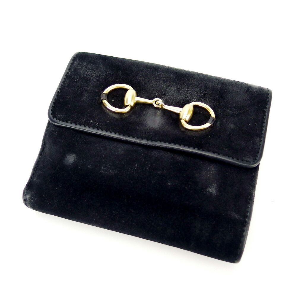 グッチ GUCCI 二つ折り財布 ホースビット ブラック ゴールド