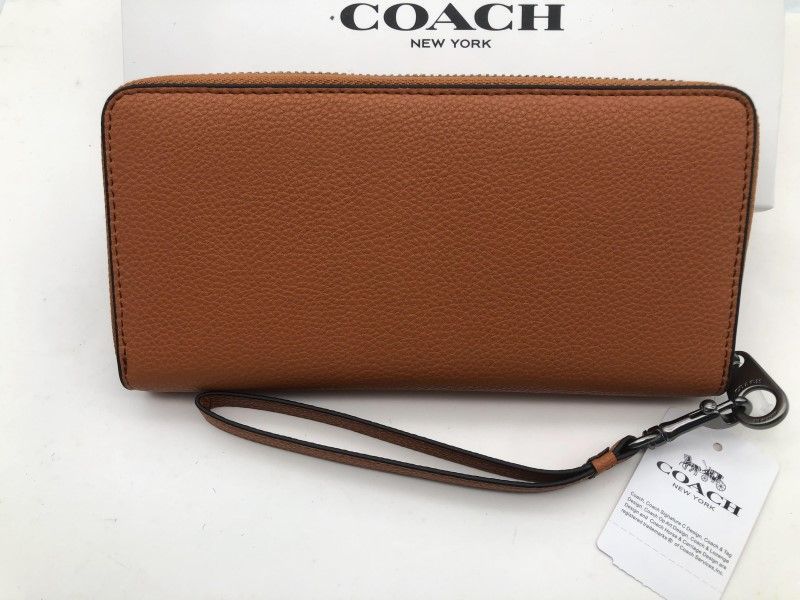 コーチ COACH 長財布 財布 ブラウン ロング ジップ ストラップ付き 