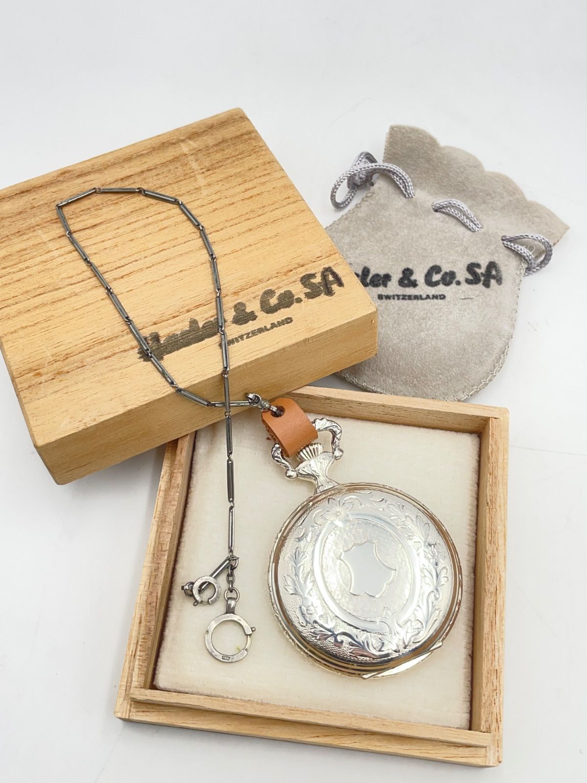 256279410 ハスラー SV925 懐中時計 手巻き 木箱入り