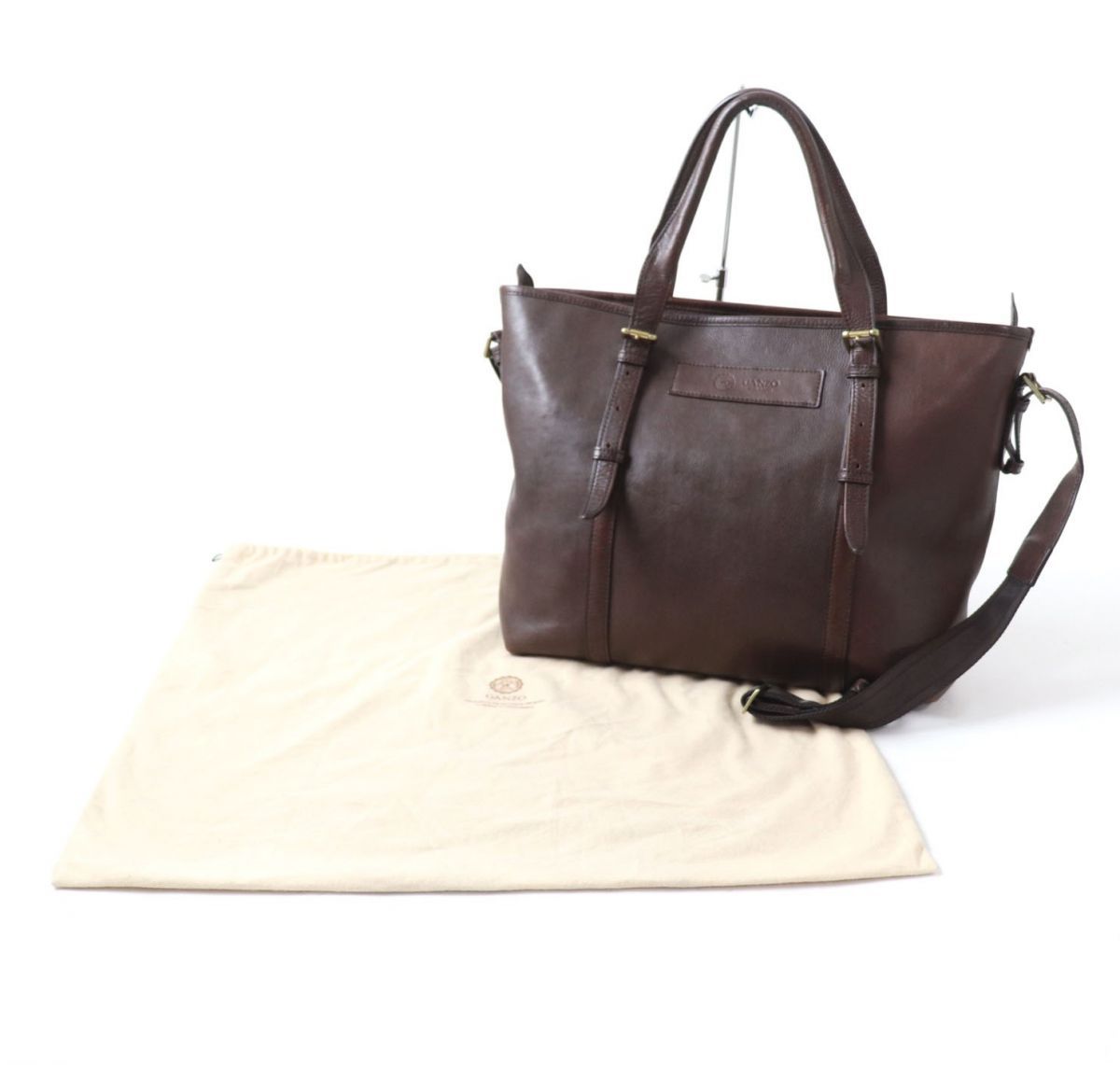 良品☆GANZO ガンゾ 7QS-H ロゴ刻印入り ゴールド金具 飛騨牛 2WAY 