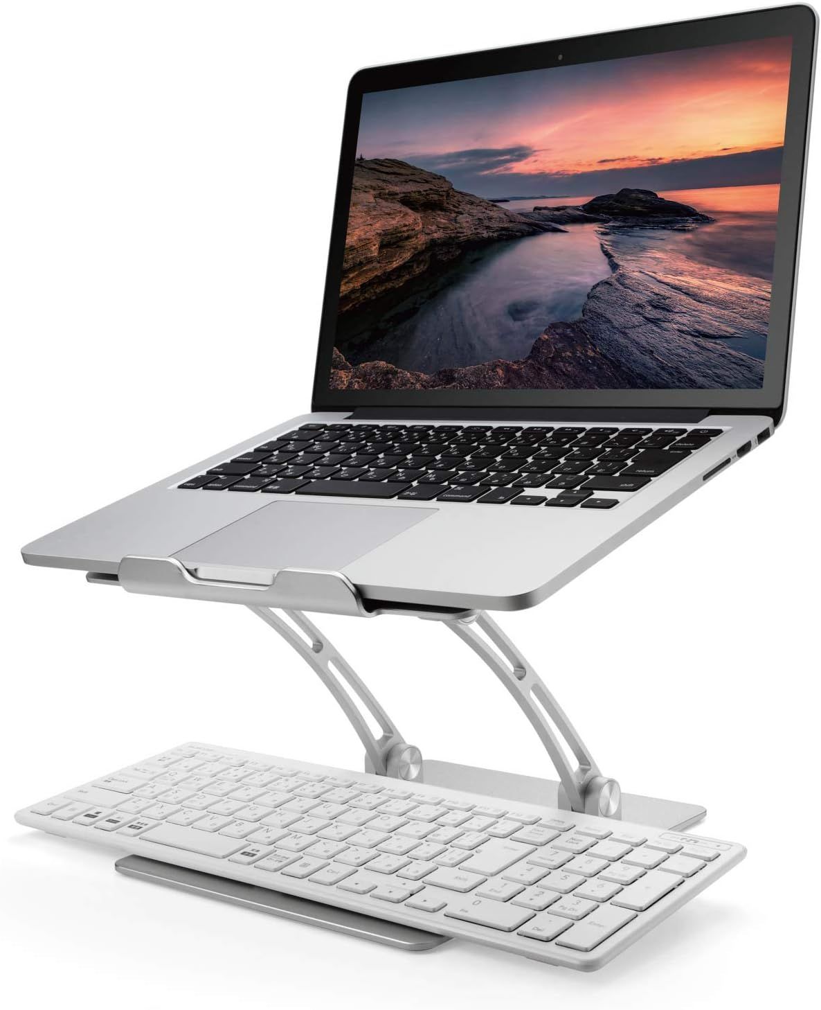エレコム(ELECOM) ノートPCスタンド アルミ合金 角度高さ無段階調整 折りたたみ時サイズ:幅240×奥行285×高さ55mm 耐荷重:10kg シルバー PCA-LTSFAH20SV