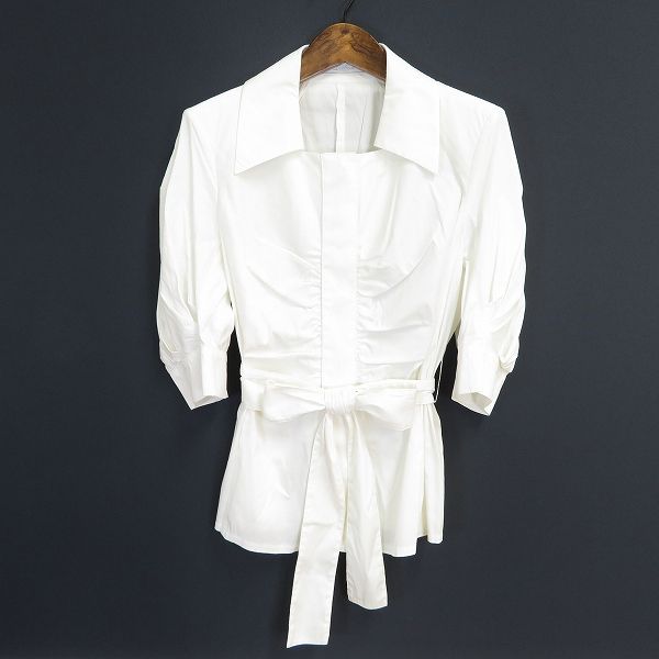 sx レリアン Leilian シャツ ブラウス 七分袖 9号 オフホワイト