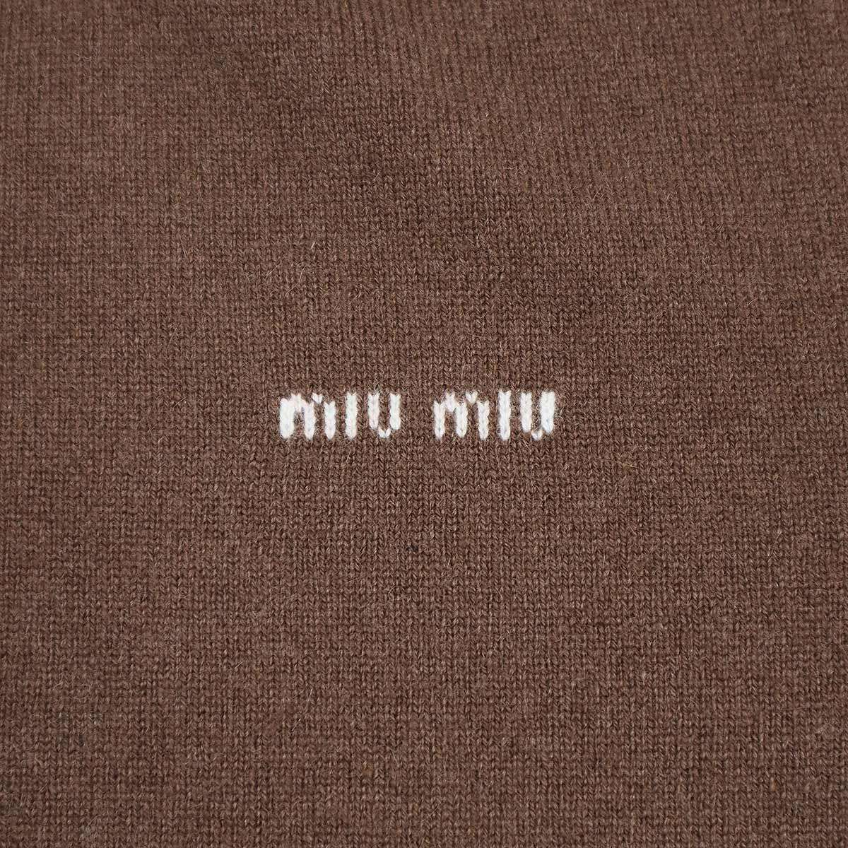 miu miu ミュウミュウ カシミヤロゴニットカーディガン MMF787 13S1 ブラウン 36 miu miu ミュウミュウ カシミヤロゴニットカーディガン MMF787 13S1