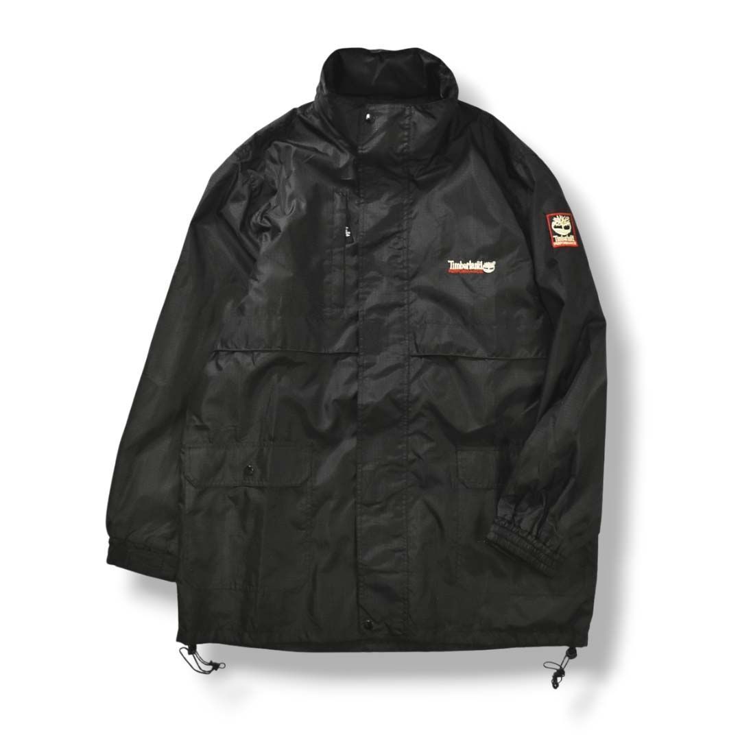 90年代 Timberland ティンバーランド マウンテンパーカー メンズL 古着 90s VINTAGE ヴィンテージ ラバーパッチ ナイロン ジャケット マンパ マウンテンジャケット テック ドローコード フード着脱式 赤色【アウトドアジャケット  】/レッド【SA2501-20】【WS2501-30 