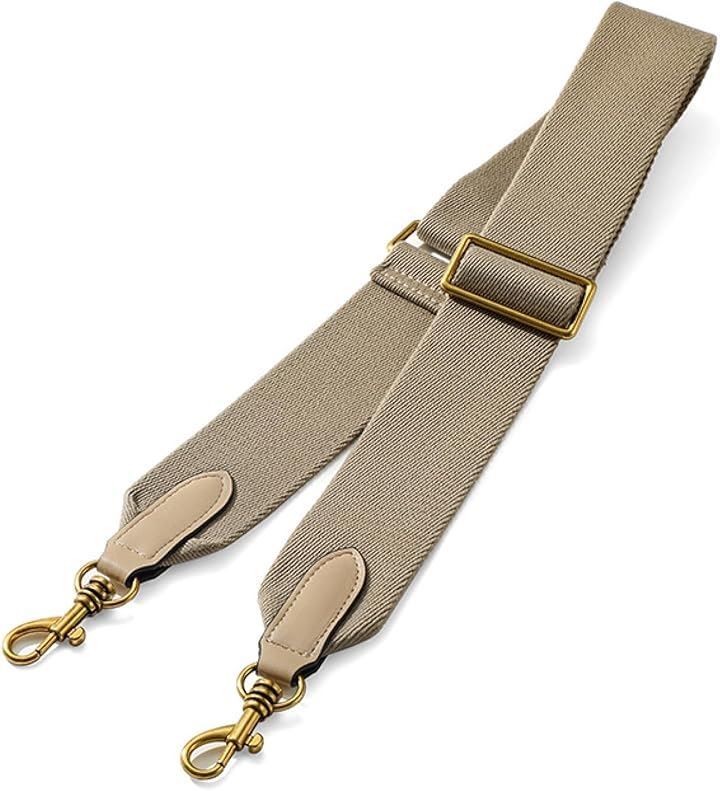 masamilk 帆布 牛革 ショルダーストラップ ショルダーベルト キャンバス バッグ用ストラップ 太め 幅5cm 単品(カーキ，  Free Size)