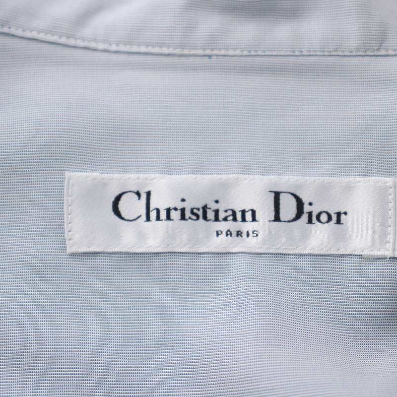 DIOR/ChristianDior(ディオール/クリスチャンディオール) 半袖シャツブラウス サイズI 40 レディース 011B13A6014 ライトブルー シルク/刺繍/ビー（蜂） クリスチャンディオール Christian Dior ブラウス シャツ シルク