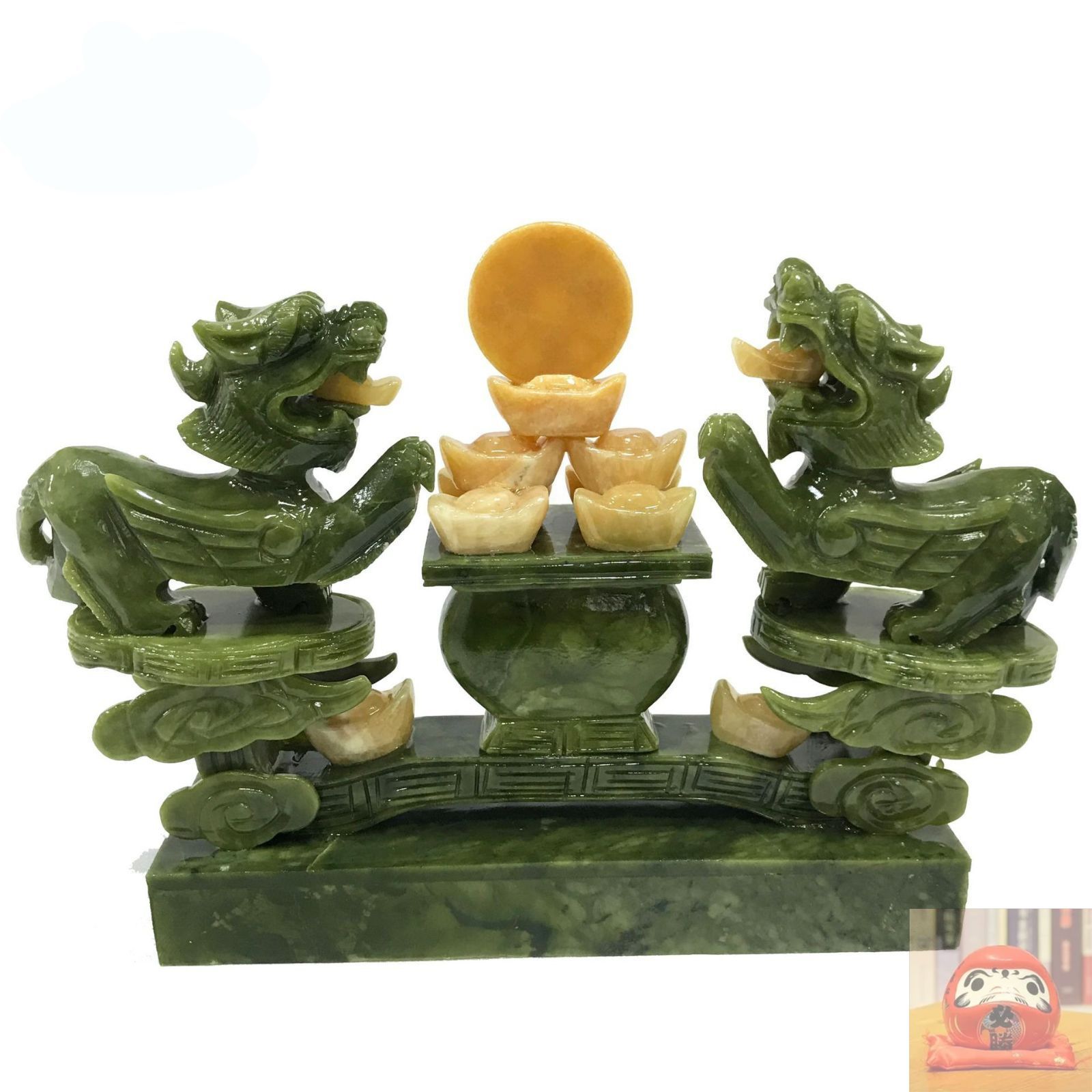 翡翠 彫り物 骨董品 縁起物 厄祓い 楽天市場】風水 開運 金運 吉祥龍神 翡翠 宝石 置物 商売繁盛