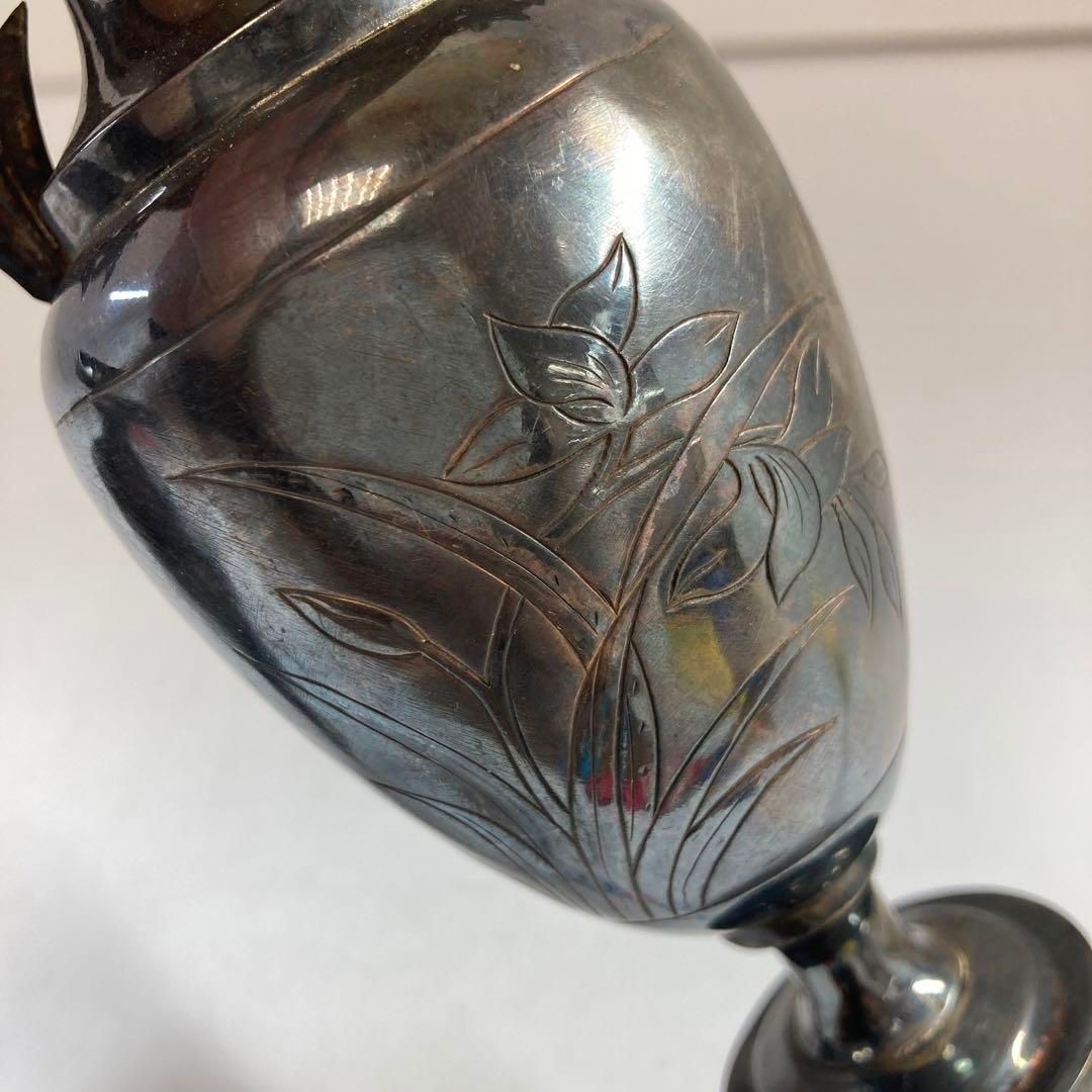 中国清時代シャム銀花器一対