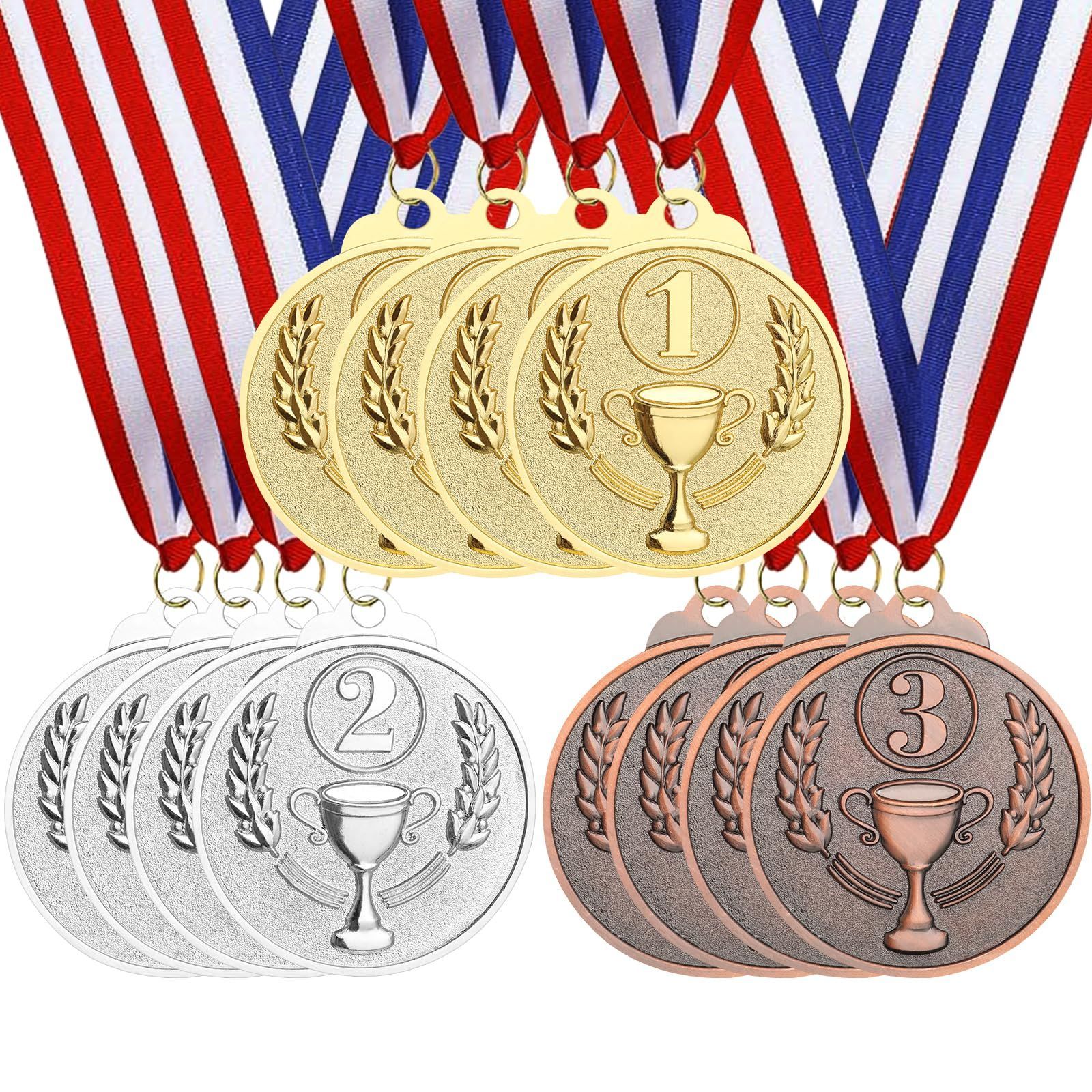 Hianjoo 12枚 子供用 メダル 金メダル 銀メダル 銅メダル 金属製