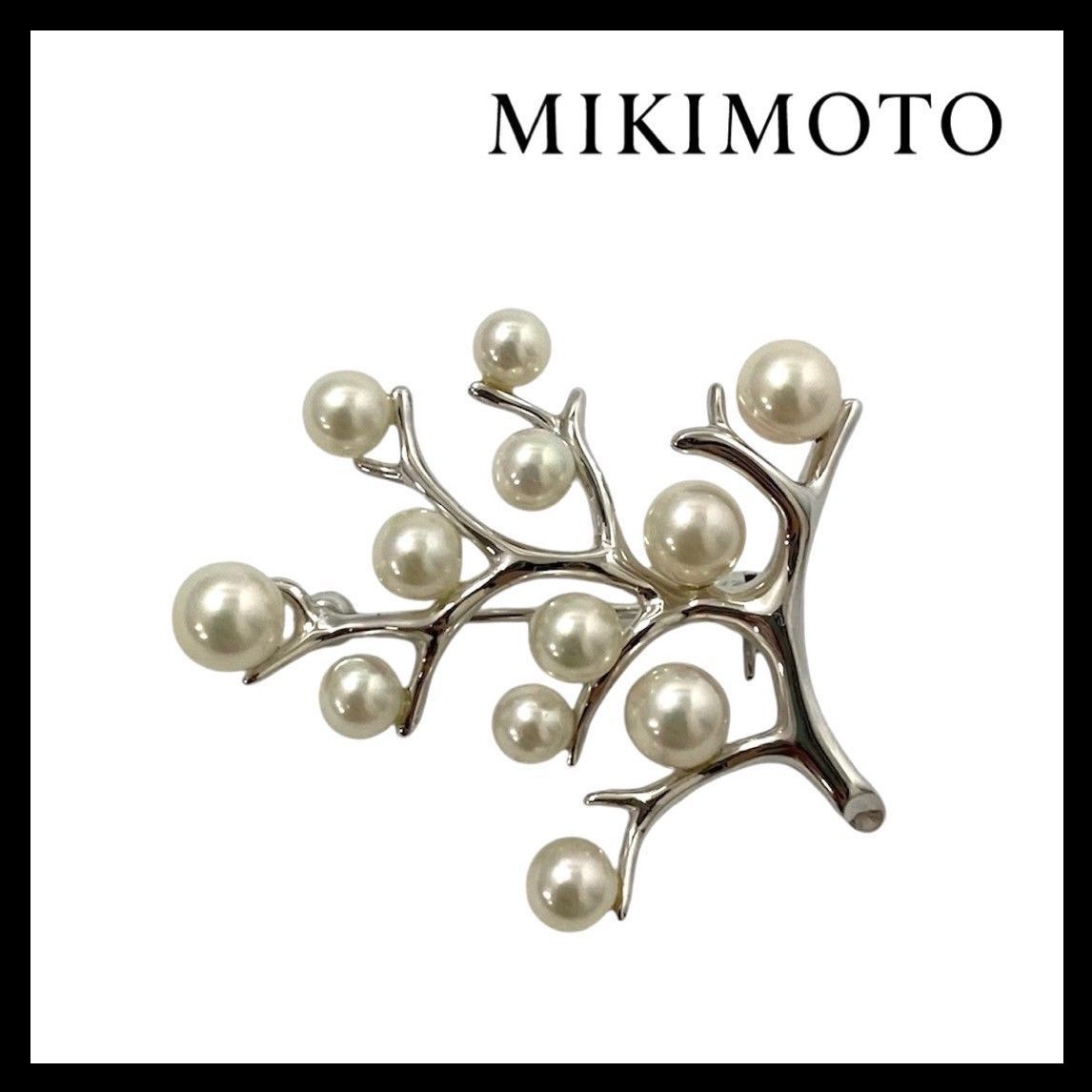Y MIKIMOTO 幸福の木 パール ブローチ SILVER|シルバー 総重量約4.5g コサージュ ミキモト 真珠 56146