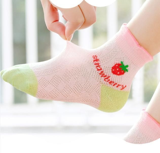 キッズ靴下スイーツいちごピンクソックス5足セット女の子模様フリル 