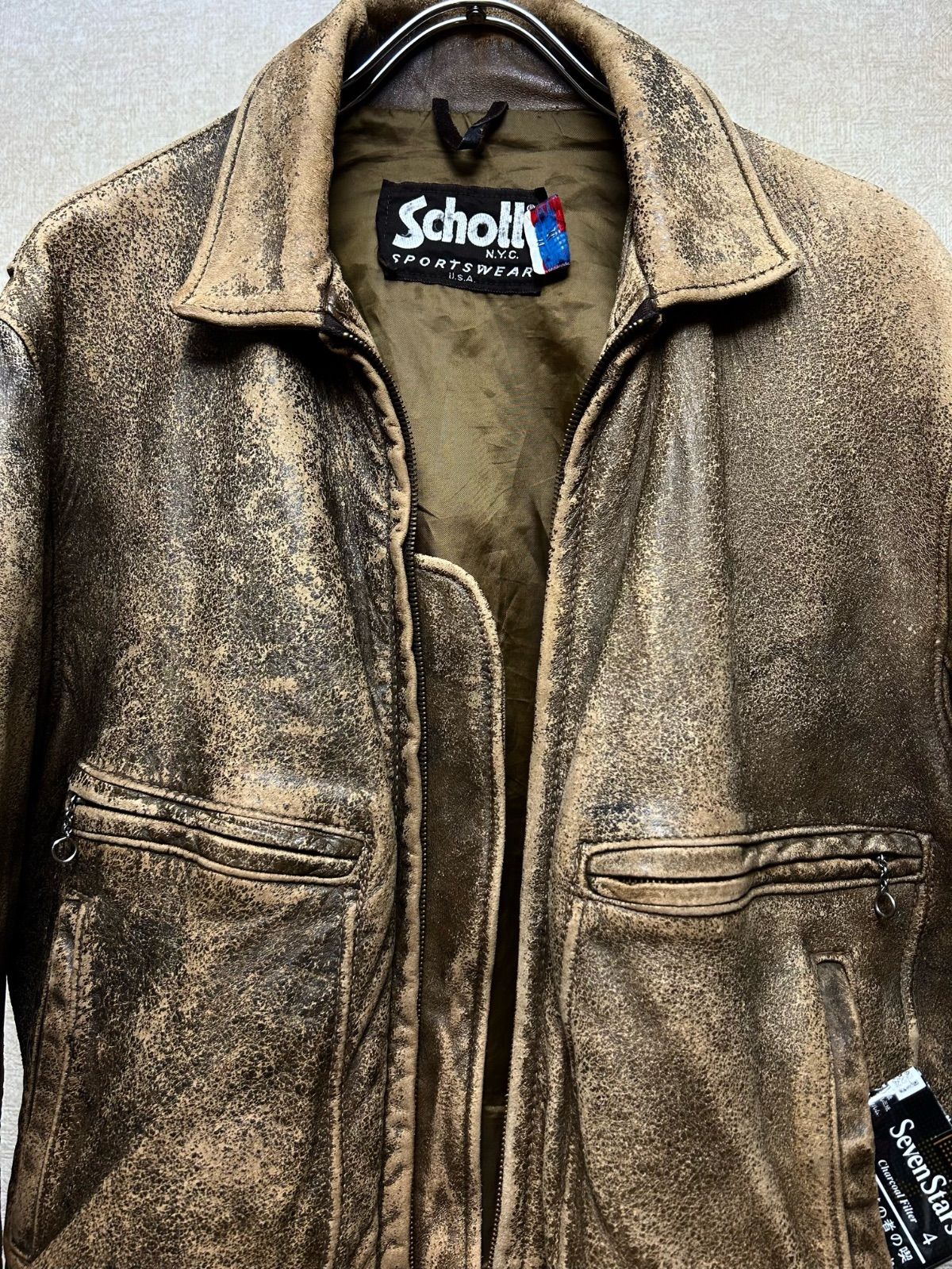 Schott 90s USA製 手早く IDEALジッパー ブラック 本革 A2 G1