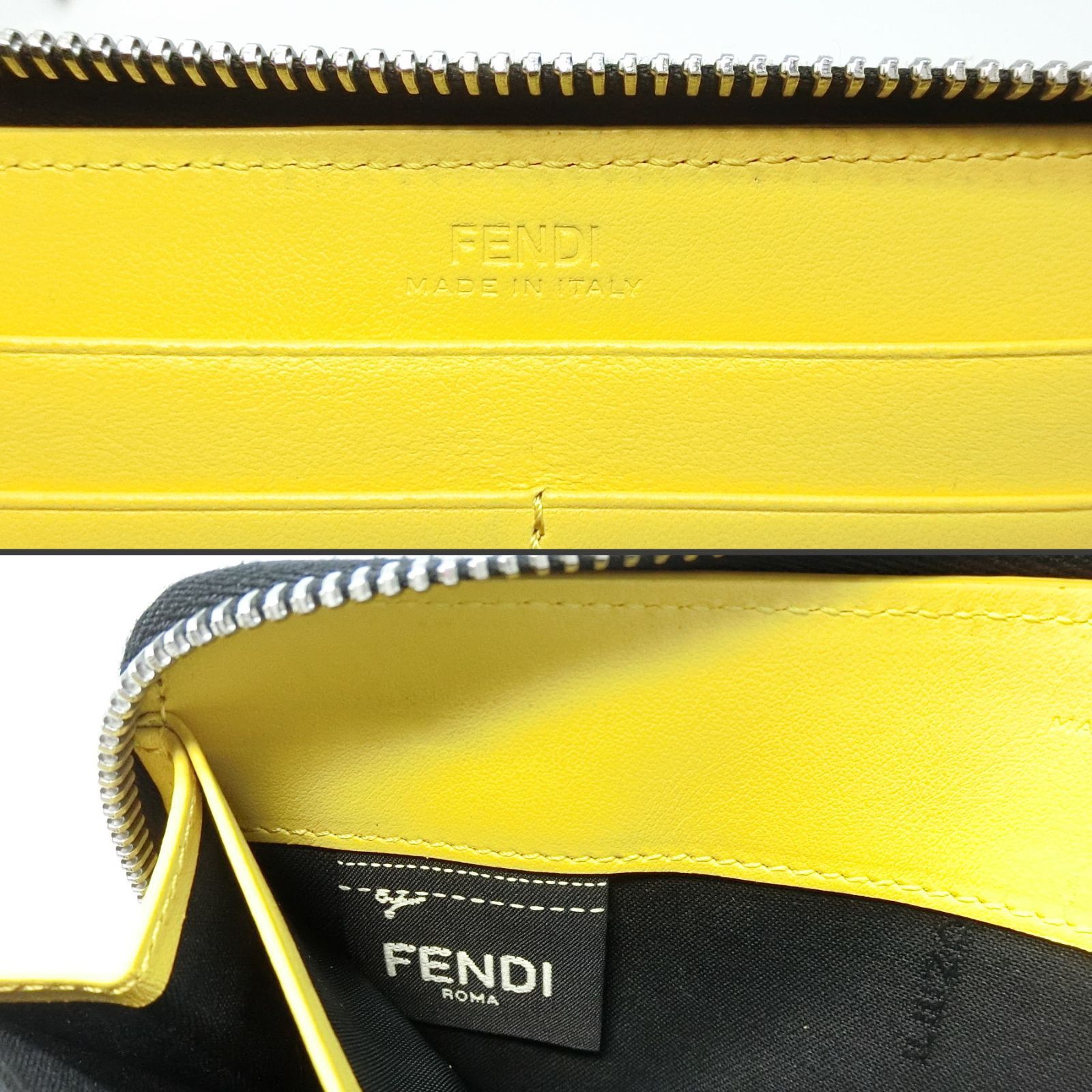 フェンディFENDIラウンドファスナー長財布 カールコラージュ