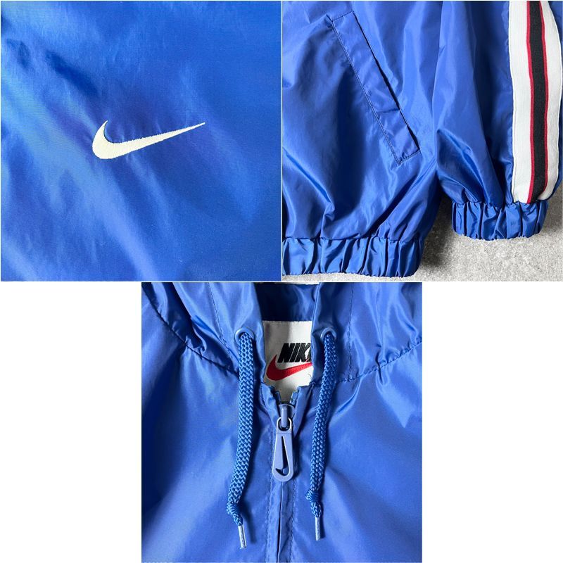 90s NIKE スウォッシュ 刺繍 フルジップ ナイロン パーカー ジャケット 